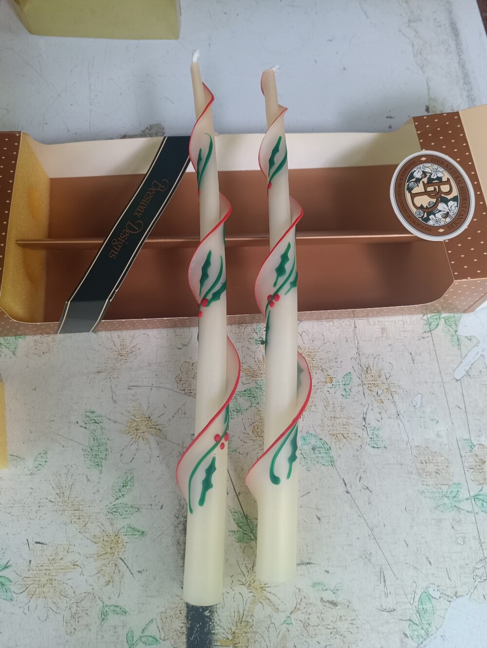 Spiral Christmas Theme 12" Taper Candles
